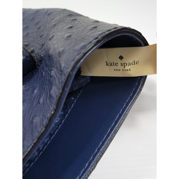 Kate Spade Elegant Halsey La Vita Blue Ostrich Cow Leather Tote Shoulder Bag‎ - Picture 15 of 16